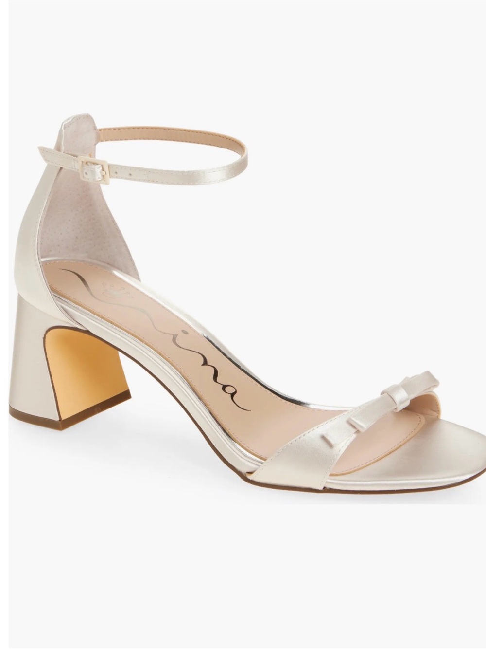 Satin Ankle-Strap Block Heel Sandal - Ivory